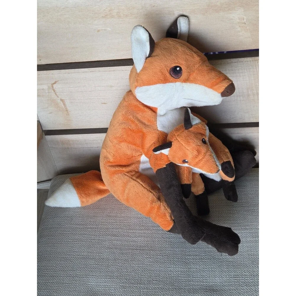 Woodland Mother & Baby Fox Plush Duo - Soft Stuffed Animal Toy, Cottagecore Nurs